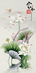 中式荷花家和玄关