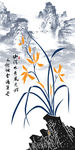 中式工笔玉兰花鸟玄关背景墙