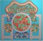 镂空灵芝松鹤中堂椅子靠背精雕图