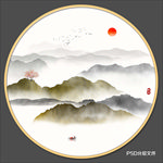 圆形山水画