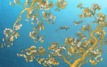 金箔银杏叶现代北欧花卉壁画背景
