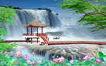 山清水秀流水生财风景画