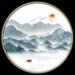 圆形山水画