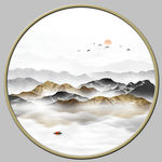 圆形山水画
