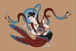 敦煌壁画榆林窟伎乐弹琵琶飞天