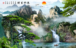 中式大气国画山水背景