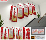 三牛精神楼梯文化墙