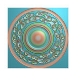 圆形祥云门花云朵精雕图浮雕灰度