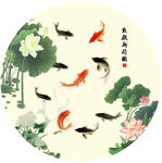 九鱼图装饰画