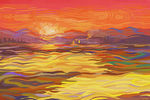大地梵高笔触油画感田野插画