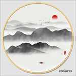 禅意水墨山水画