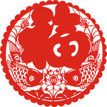 福字剪纸窗花矢量图