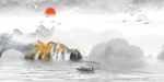 中式水墨山水装饰画玄关电视背景