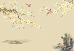 玉兰花工笔画背景墙