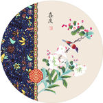 喜庆花鸟圆形装饰画