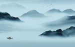 蓝色高端意境山水 TIF分层