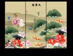 荷花九鱼图