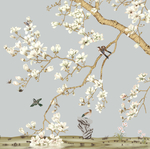 手绘工笔花鸟玉兰花开中式装饰画
