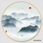 圆形山水画