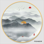 圆形水墨画
