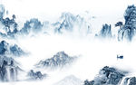 蓝色 爆款新山水画 TIF分层