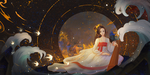 国潮手绘美女插画图