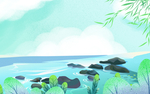 春季插画装饰植物背景