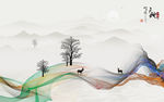 高清爆款山水画 文件分层画