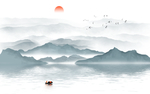 水墨山水背景墙