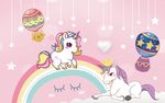 粉色独角兽儿童背景墙图片