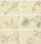 古典六副山水水墨装饰画