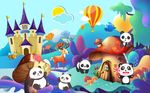 卡通森林乐园熊猫背景墙图片