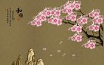 新中式和顺梅花新中式电视背景墙
