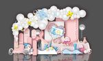 粉色生日甜品台