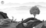 客厅人气画山水画 文件分层