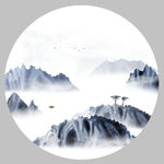 圆形山水画