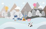 山峰树林儿童房背景墙
