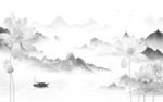 简约客厅背景山水  文件分层