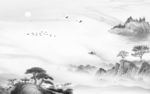 新款客厅背景山水  文件分层