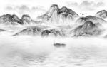 国画客厅背景山水  文件分层