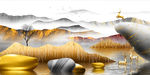 石来运转麋鹿山水晶瓷画装饰画