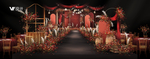 欧式中国红舞台区婚礼效果图