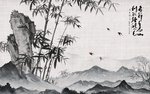中式水墨竹子背景墙
