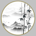 竹子山水画