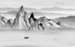 新品新灰色山水画 tif分层