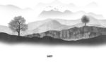 中国风灰色山水新画 tif分层