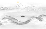 线条新灰色山水画 tif分层