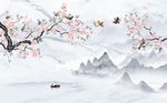 桃花朵朵开 山水花鸟背景墙