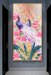 唯美孔雀玫瑰花珠子装饰画玄关