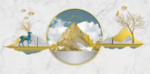 金色山水麋鹿玄关